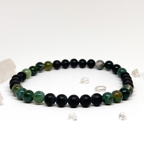 Onyx a mechový achát ~ náramek 1