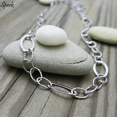 Stříbrný náhrdelník ~ velké články ve tvaru oválů 1