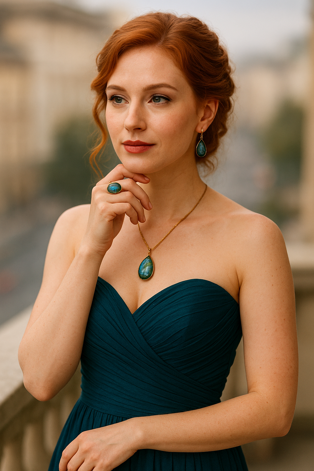 Žena s labradorit šperky