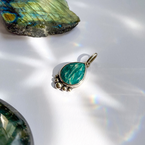 Stříbrný přívěsek s amazonitem, Šperk-Zlatnictví.cz